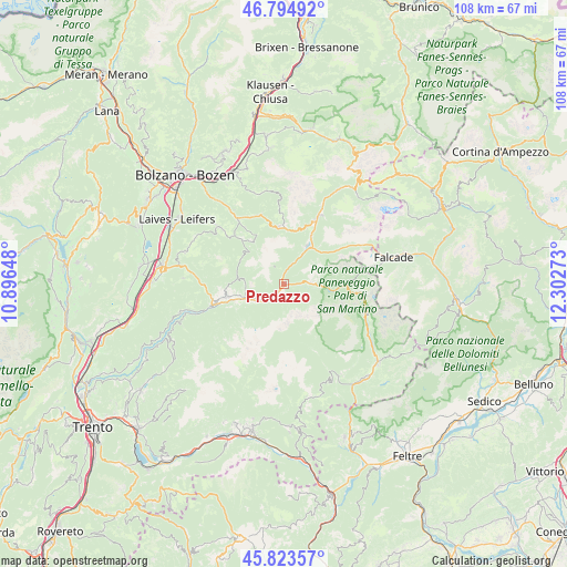 Predazzo on map