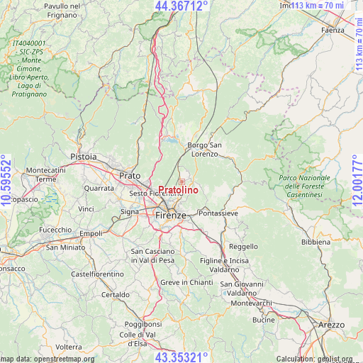 Pratolino on map