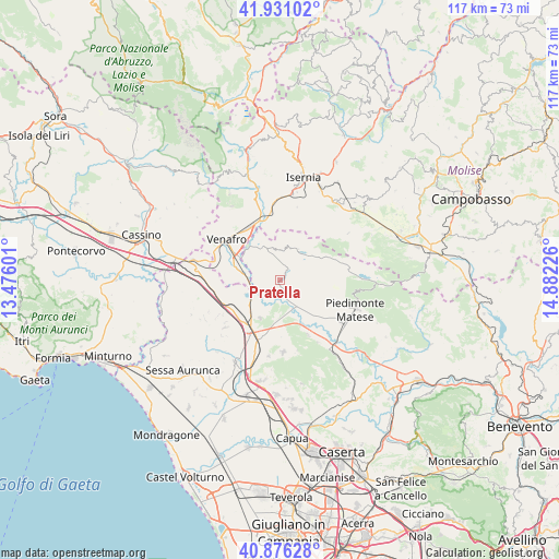 Pratella on map