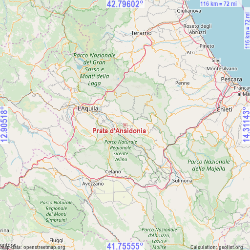 Prata d'Ansidonia on map