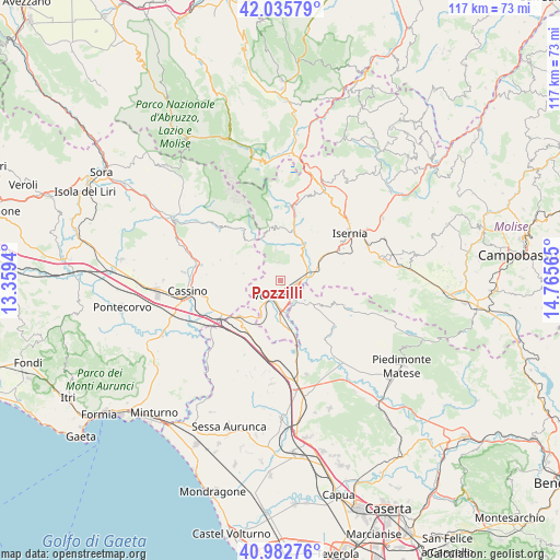 Pozzilli on map