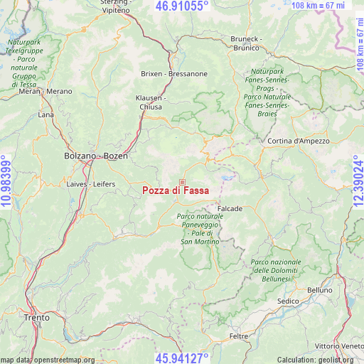 Pozza di Fassa on map