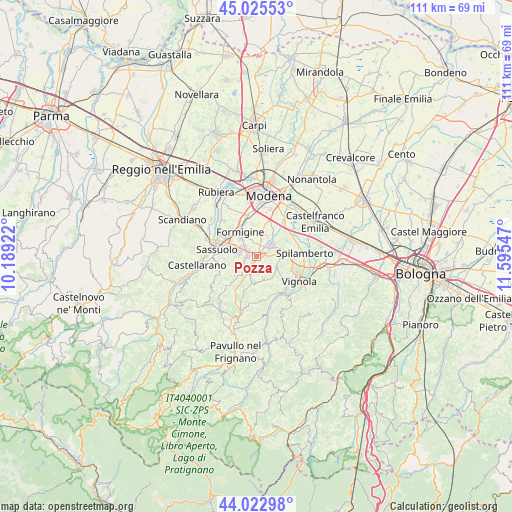 Pozza on map