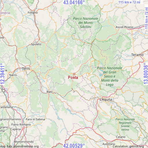 Posta on map