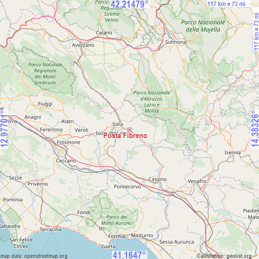Posta Fibreno on map