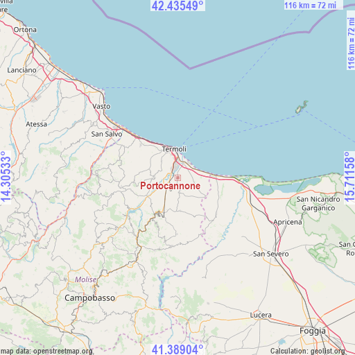 Portocannone on map