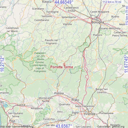 Porretta Terme on map