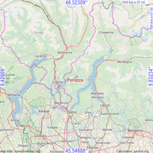 Porlezza on map