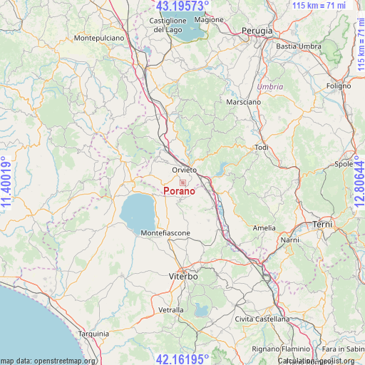 Porano on map