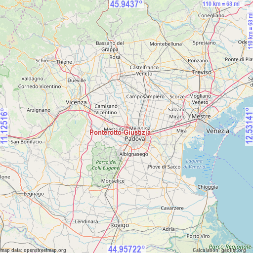 Ponterotto-Giustizia on map