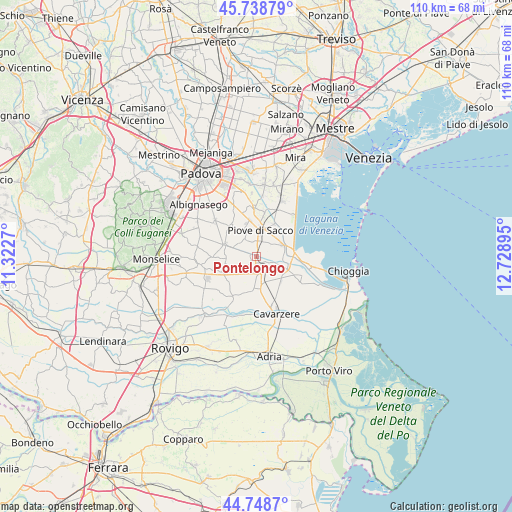 Pontelongo on map