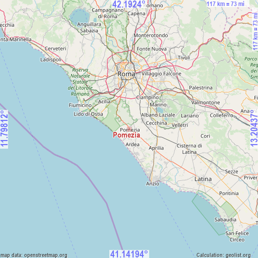 Pomezia on map