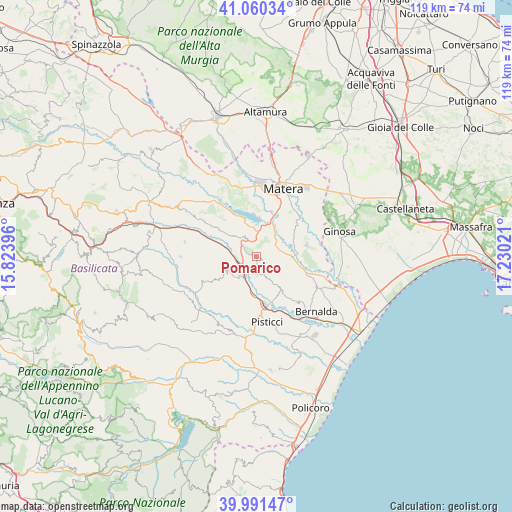 Pomarico on map