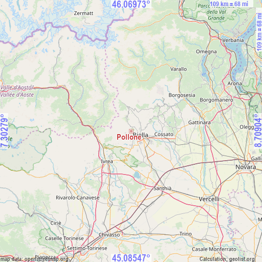 Pollone on map