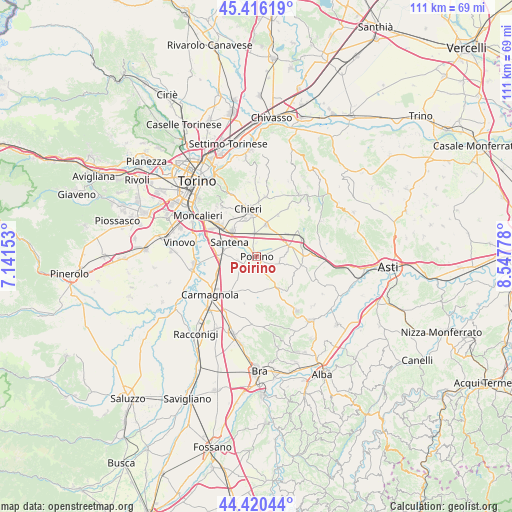 Poirino on map