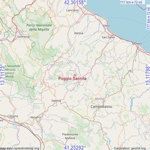 Poggio Sannita on map