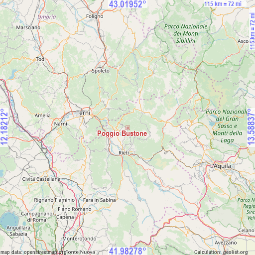 Poggio Bustone on map