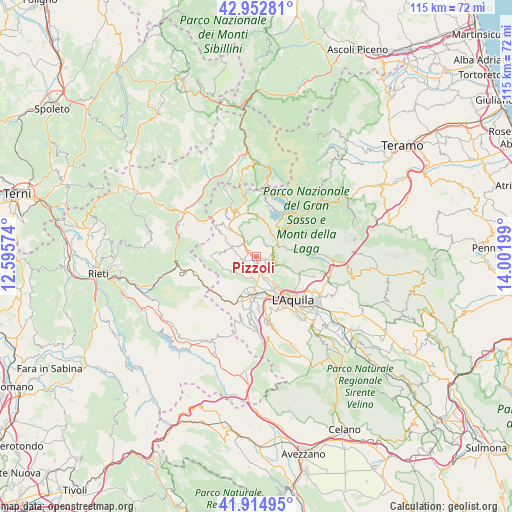 Pizzoli on map