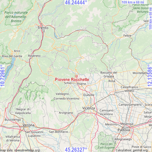 Piovene Rocchette on map