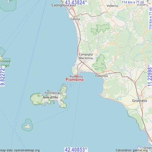 Piombino on map