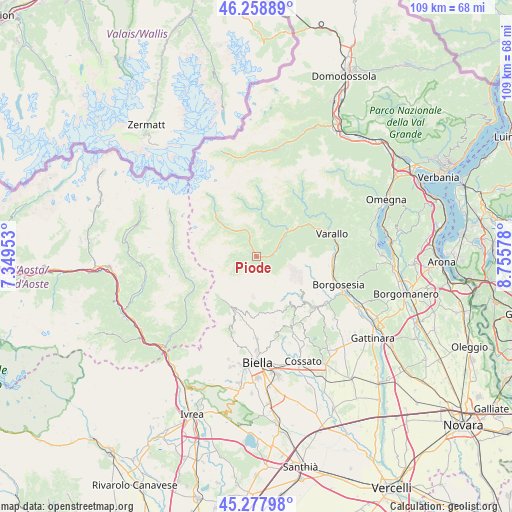 Piode on map