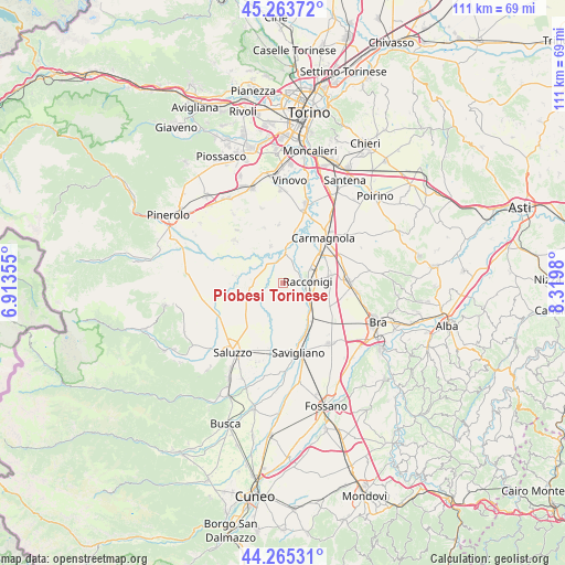 Piobesi Torinese on map