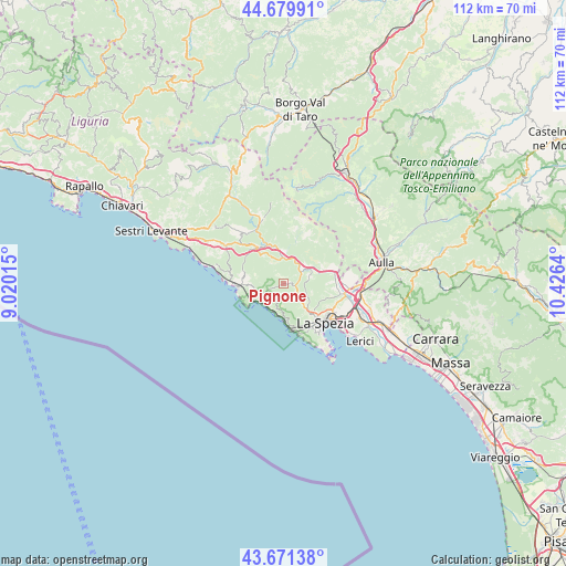 Pignone on map