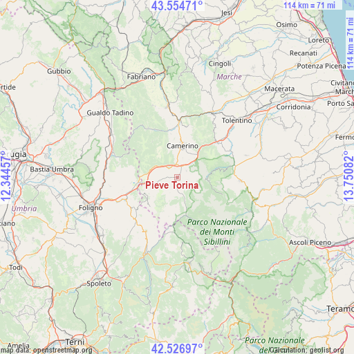 Pieve Torina on map