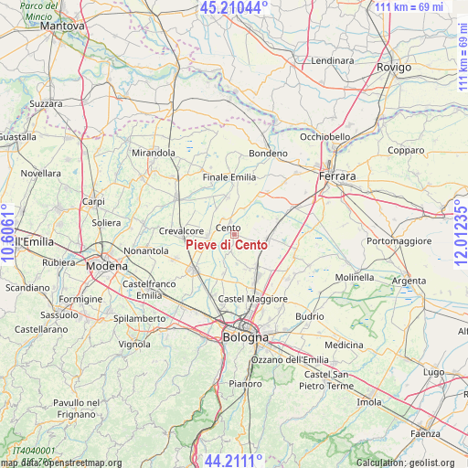 Pieve di Cento on map