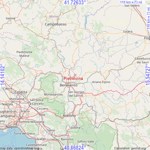 Pietrelcina on map