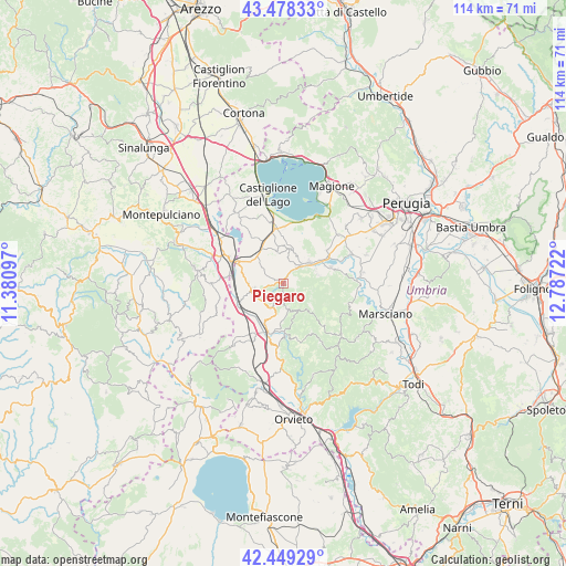 Piegaro on map