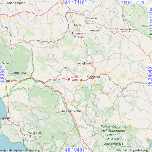 Picerno on map