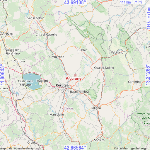 Piccione on map