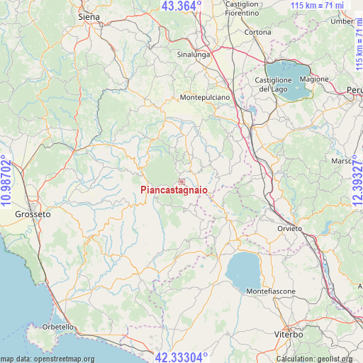 Piancastagnaio on map