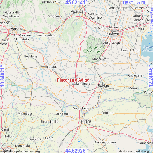 Piacenza d'Adige on map