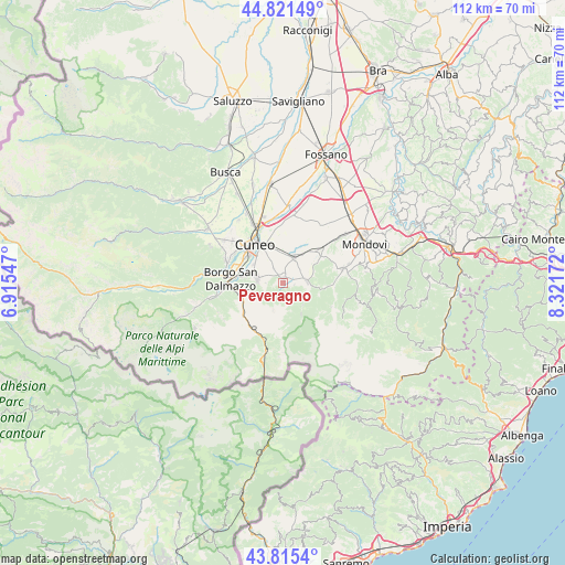Peveragno on map