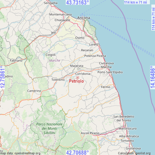 Petriolo on map