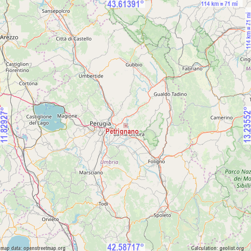 Petrignano on map