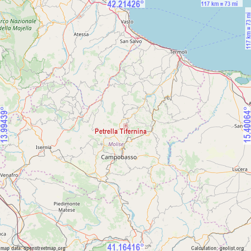 Petrella Tifernina on map