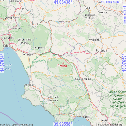 Petina on map