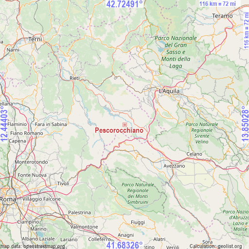 Pescorocchiano on map