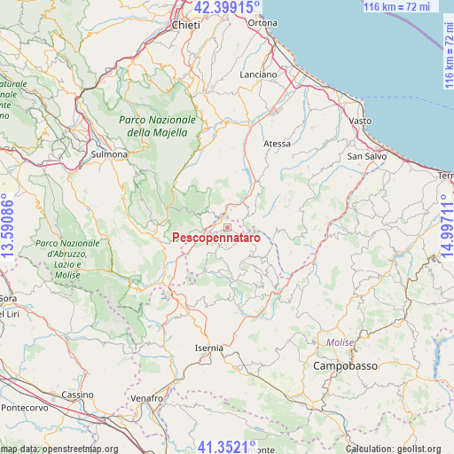 Pescopennataro on map