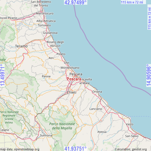 Pescara on map