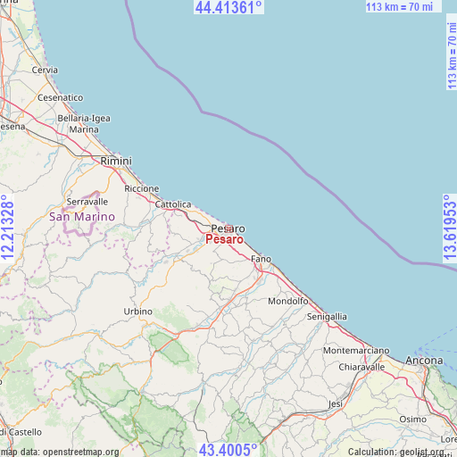 Pesaro on map