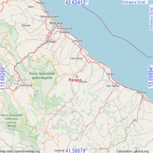 Perano on map