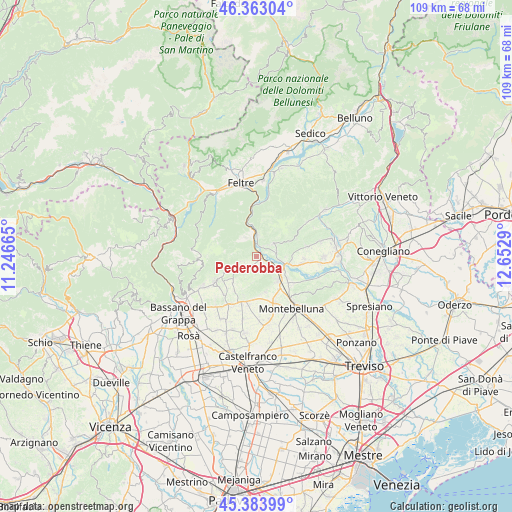 Pederobba on map