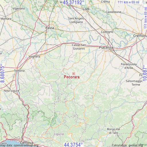 Pecorara on map