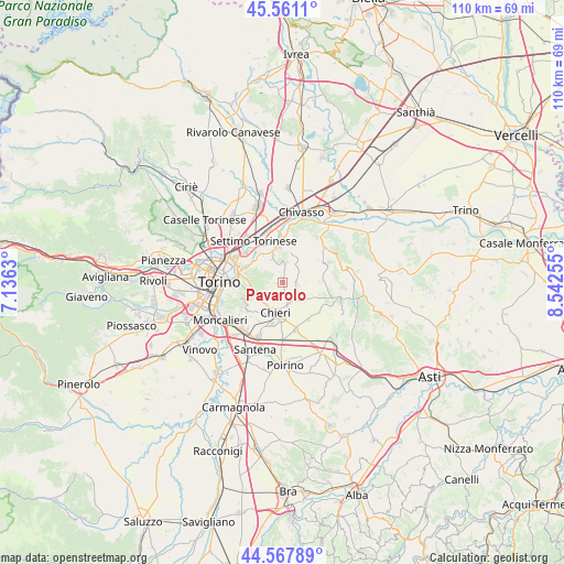 Pavarolo on map