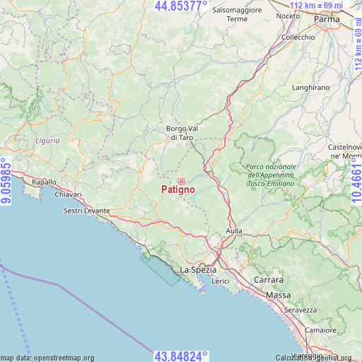 Patigno on map