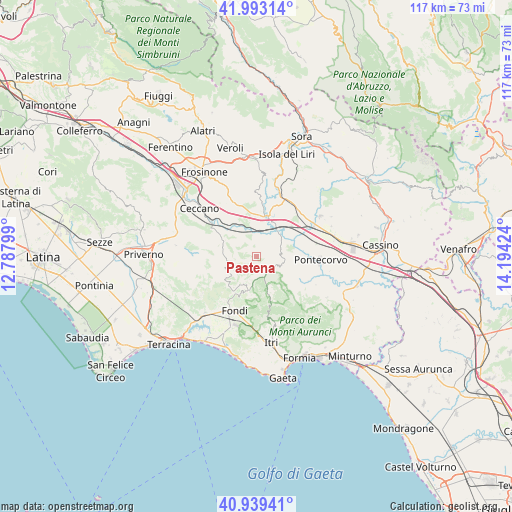 Pastena on map